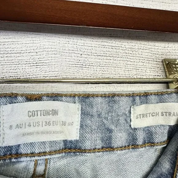 COTTON ON Stretch Straight Jeans Size 4 Vintage Wash Boyfriend Hi Rise Denim‎ - Picture 9 of 9